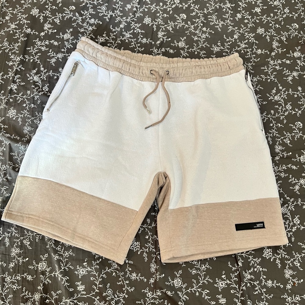 Regular Man Color Block Shorts With Zips - STONE XL